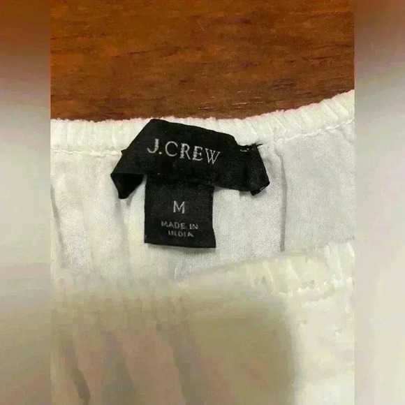 J. Crew White Gathered Scoop Neck Swiss Dot Short Sleeve Top - Picture 4 of 6